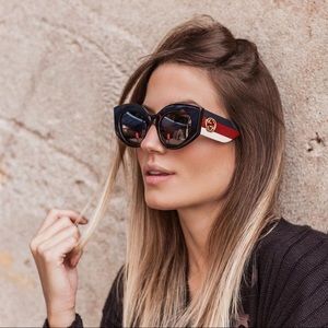 Gucci Sunglasses New Authentic Trio-color Stripes Logo Unisex Sunglasses